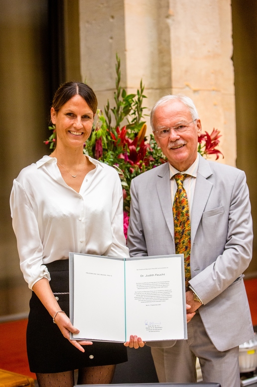 Award Ceremony 2021: Ernst Schering Prize to Aviv Regev & Friedmund Neumann Prize to Judith Feucht. At the Berlin-Brandenburgischen Akademie der Wissenschaften in Berlin September 7th 2021