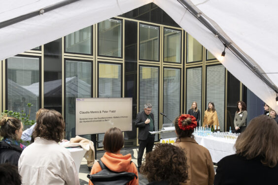 Opening of the Exhibition Johtingeaidnu – The Path Within by Emilia Tikka with Oula A. Valkeapää and Leena Valkeapää at the Project Space of the Schering Stiftung, 10. April 2025