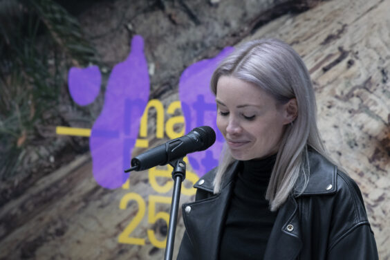 Opening of the Exhibition Johtingeaidnu – The Path Within by Emilia Tikka with Oula A. Valkeapää and Leena Valkeapää at the Project Space of the Schering Stiftung, 10. April 2025