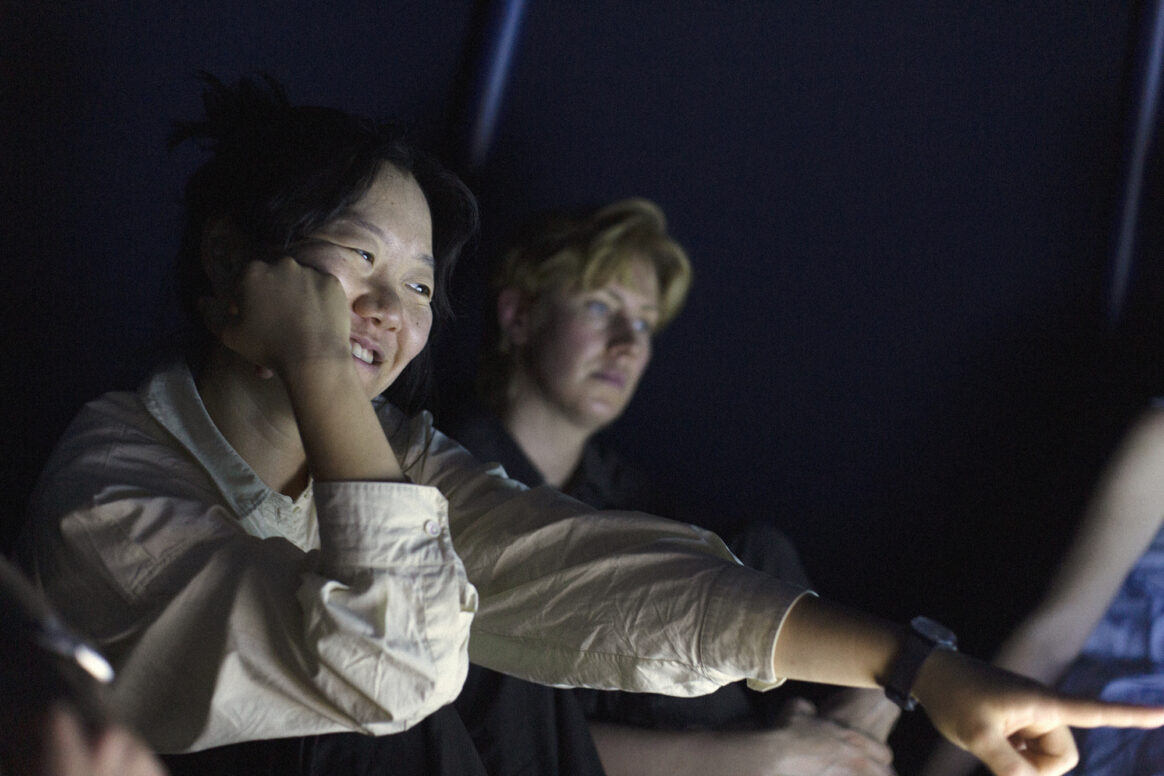 Exhibition tour with Oula A. Valkeapää and Leena Valkeapää as part of the exhibition “Johtingeaidnu - The Path Within", July 25, 2025, Project Space of the Schering Stiftung Berlin