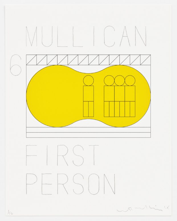 Matt Mullican, “SUBJECTS,” 2018, portfolio with 10 multicolor lithographs and pencil on paper, with a cover sheet and colophon page, in a folding box, copy: 7/16, each 37 x 31 cm (image size), 47 x 37 cm (sheet size)
Publisher: Keystone Editions fine art printmaking, Berlin,  page 6