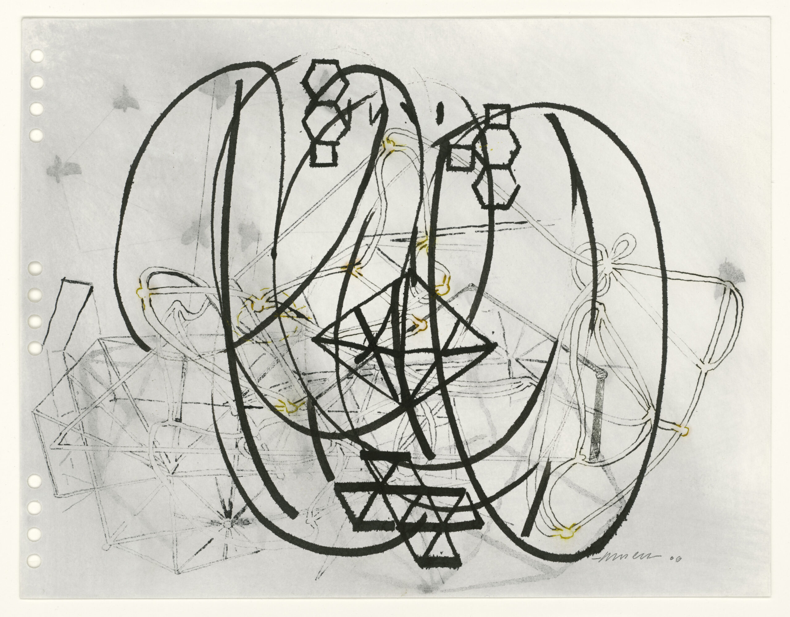 Dieter Appelt, "Partitur 10 (2 Blatt)", 2006, Chinatusche und Aquarell auf Papier, Blatt 2, 27,4x 35,1 cm