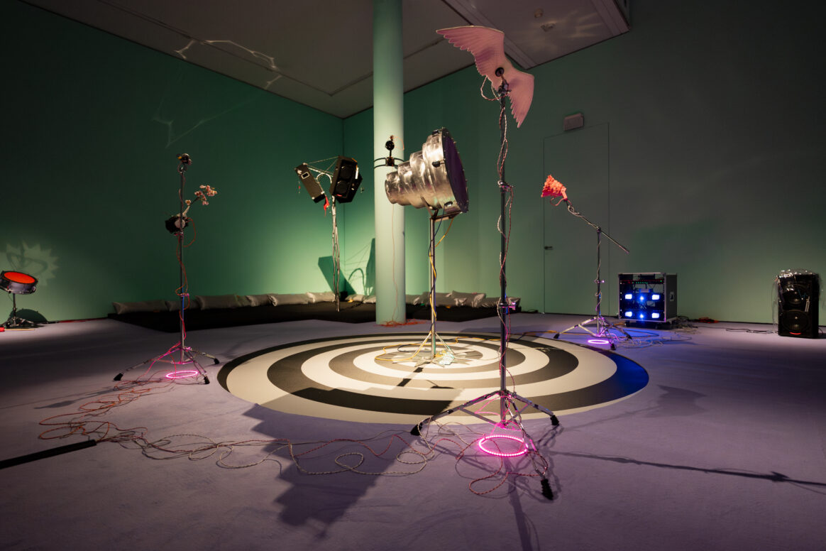 Installation view of the exhibition "Rehearsal Room" in the Schering Stiftung Project Space, Berlin, 2026