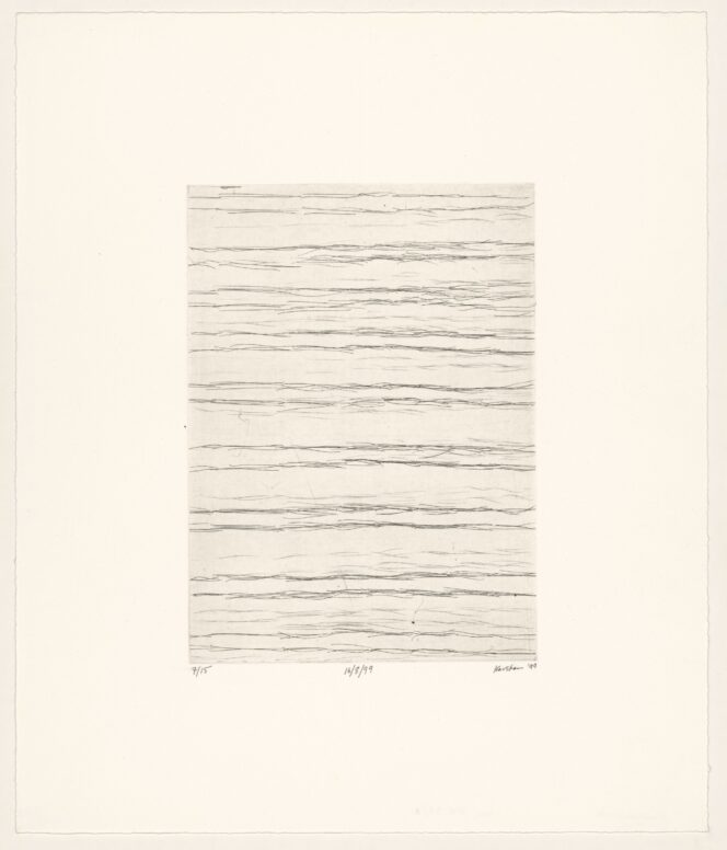 Linda Karshan, „16/8/99 (7)“, 1999, Kaltnadelradierung auf Papier, Ex. 7 /15, 47,7 x 40,4 cm