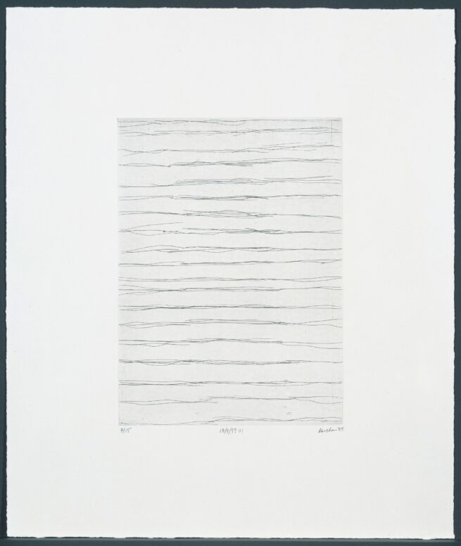 Linda Karshan, „17/8/99 (1)“, 1999, Kaltnadelradierung auf Papier, Ex. 7 /15, 48 x 40,3 cm