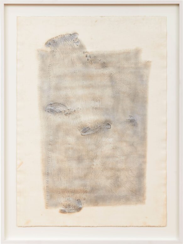 Heidi Bucher, “'Frottage' St. Paul de Vence”, Linseed oil, graphite, mother of pearl on handmade paper, 106.5 x 76 cm