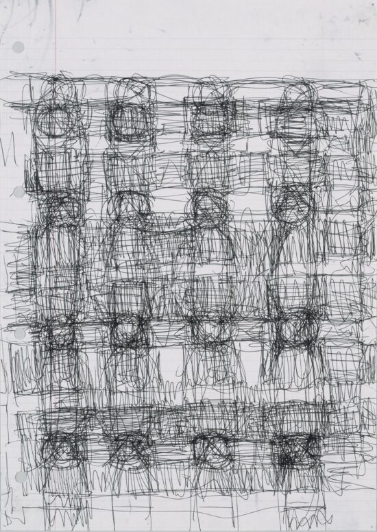 Linda Karshan, „Untitled (MB10)“, 1995, Kugelschreiber auf liniertem Papier, 22,7 x 20,9 cm